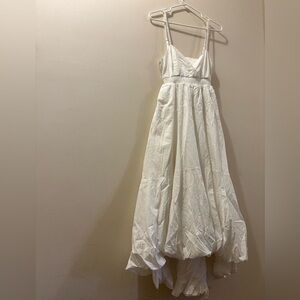 Anthropologie White Sleeveless Sundress - LP - bubble hem - open back - pockets